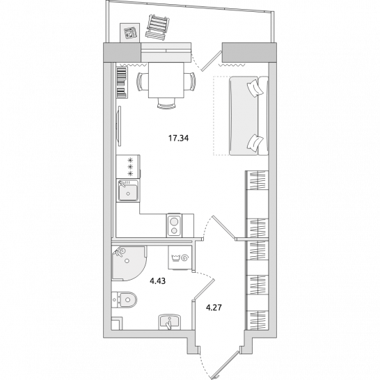 Студия 31 м²