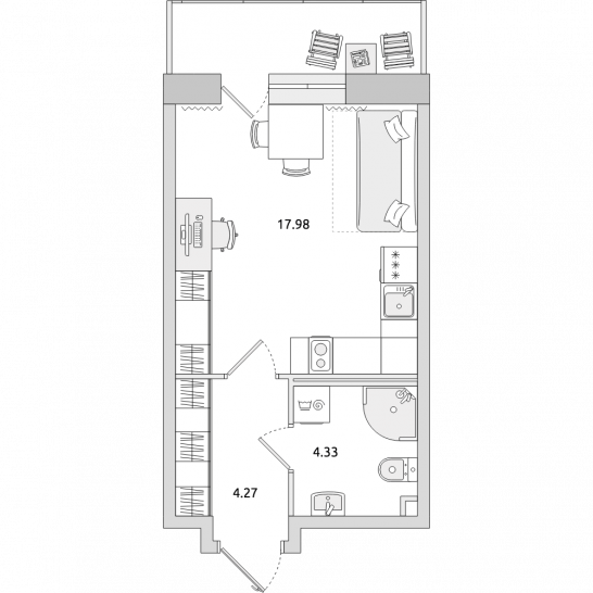 Студия 32 м²