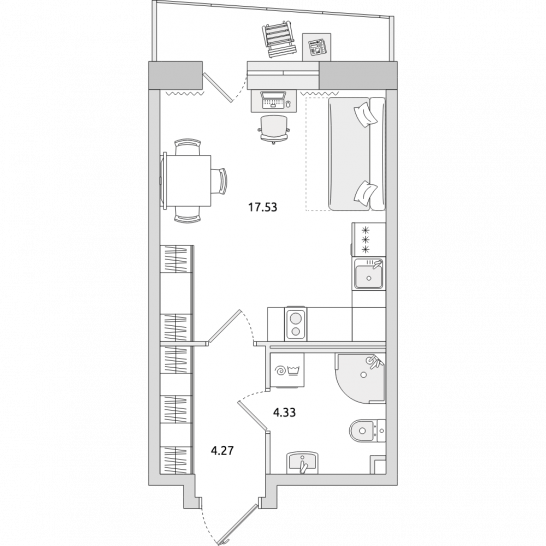 Студия 30 м²