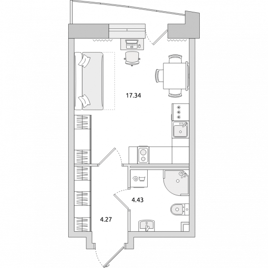 Студия 29 м²