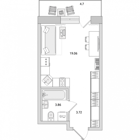 Студия 31 м²