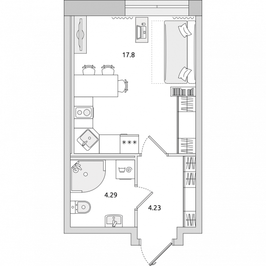 Студия 26 м²