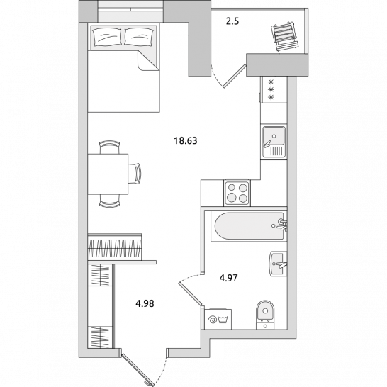 Студия 31 м²