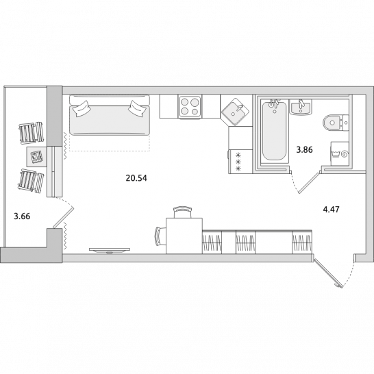 Студия 33 м²