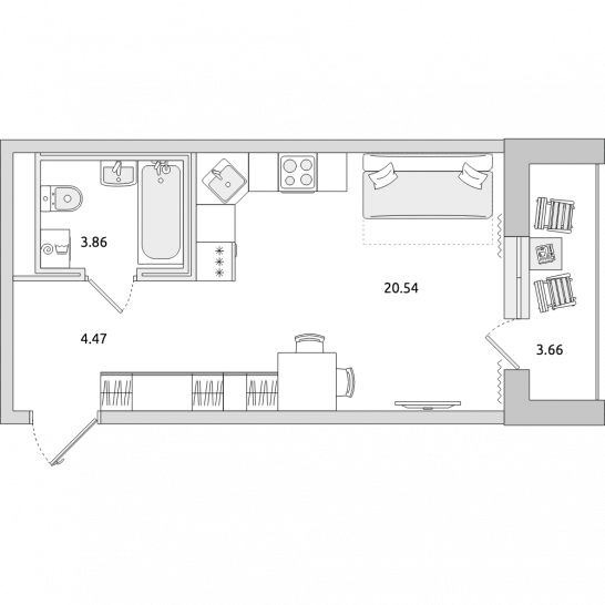Студия 33 м²