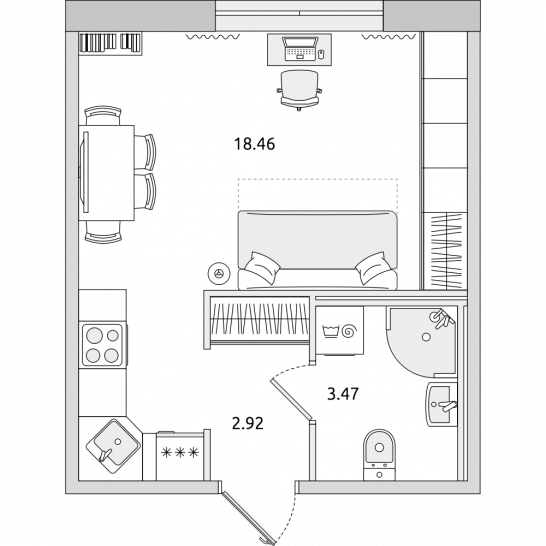Студия 25 м²
