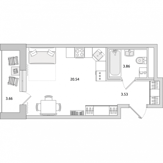 Студия 32 м²