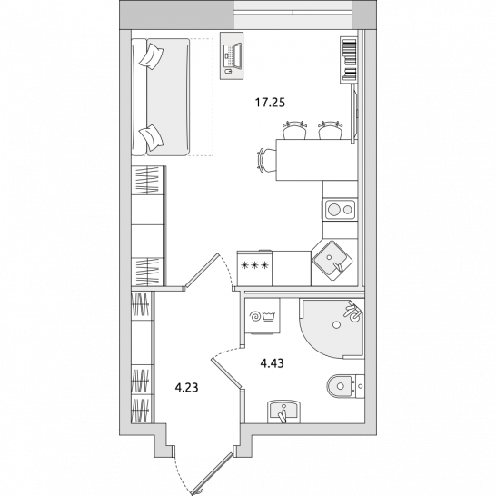 Студия 26 м²