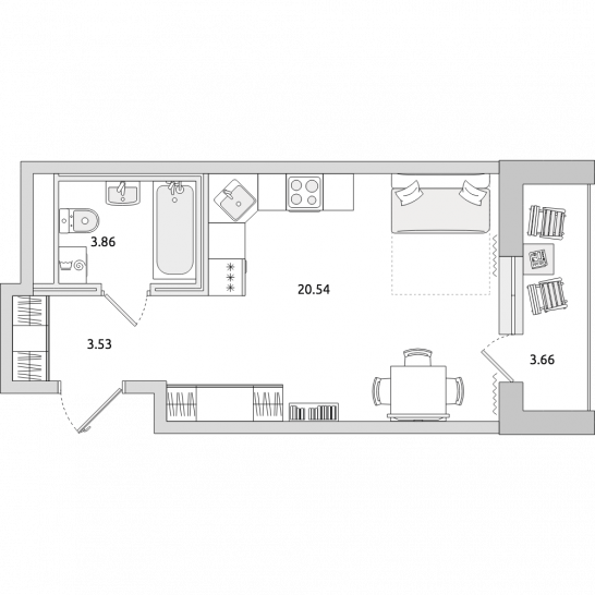 Студия 32 м²